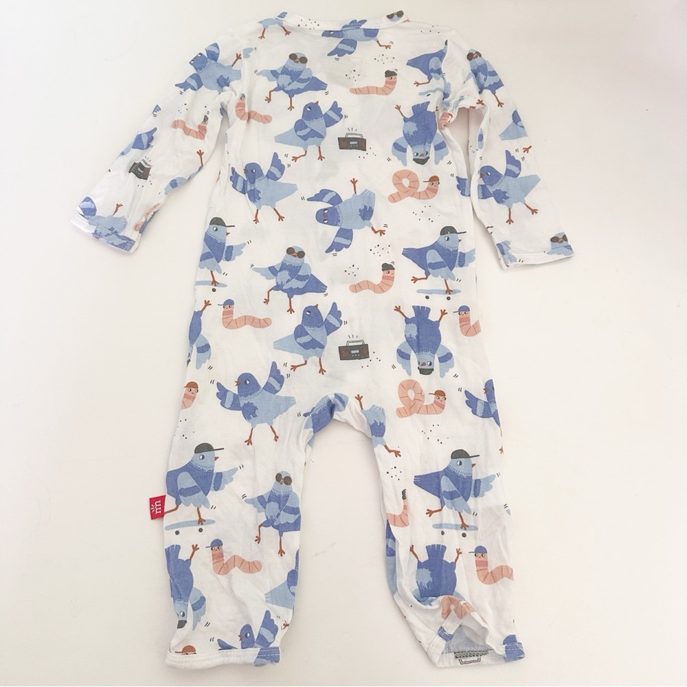 Magnetic Me White Baby Pajamas with Blue and Pink Bird Print - Picture 5 of 5